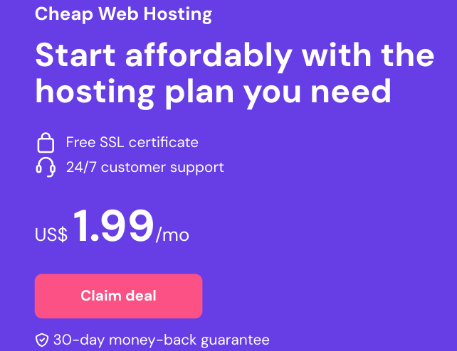 Hostinger's signup page